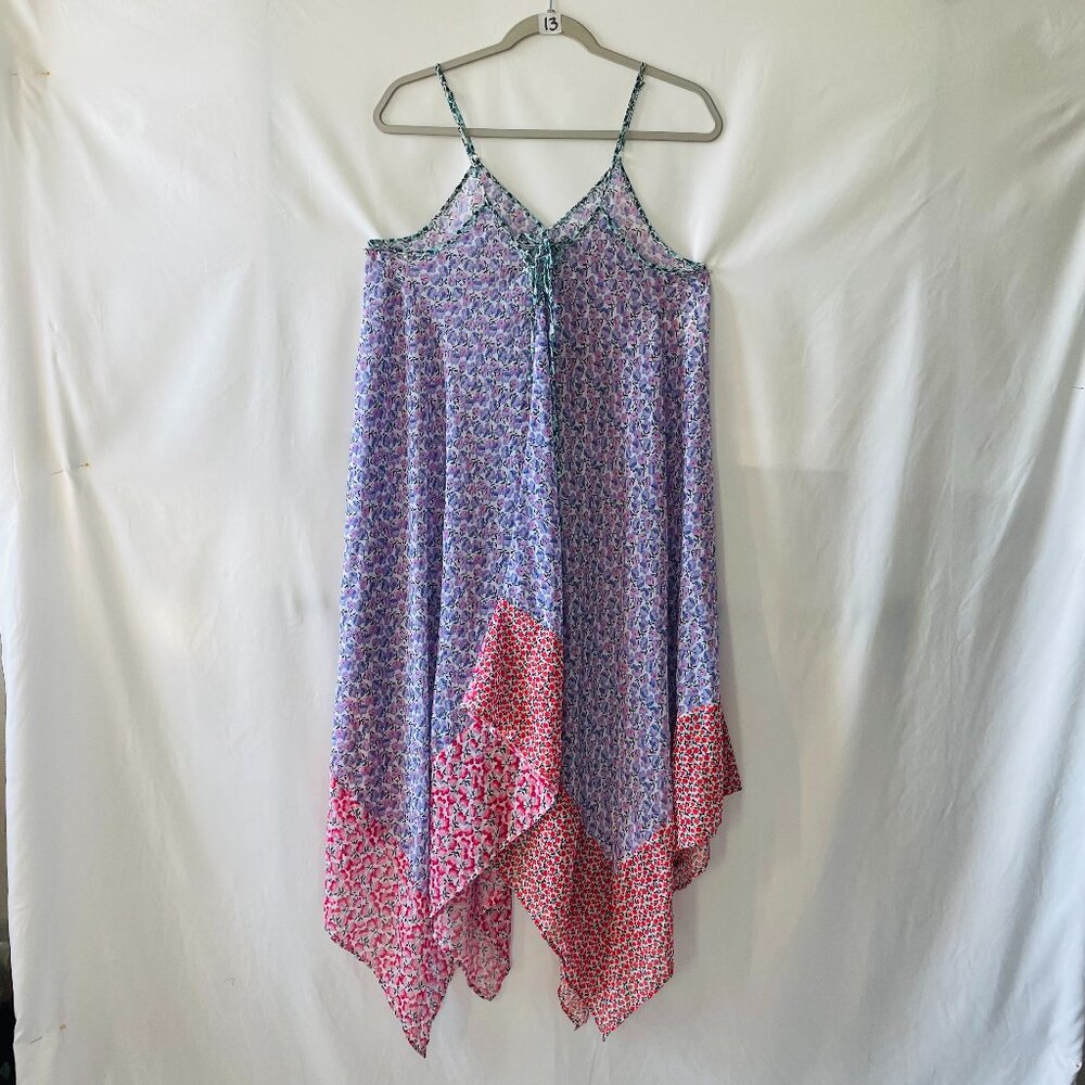Gessica Simpson Womens Purple Sleeveless Floral Handkerchief Hem Dress Size M